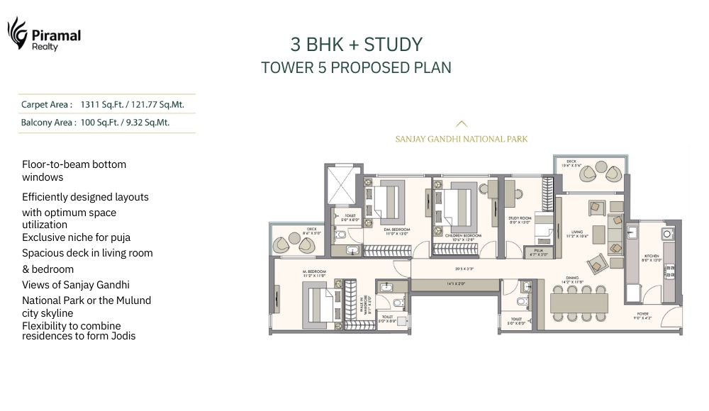 3 BHK + STUDY